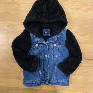 Gap Kids Denim Sherpa Hooded Jacket
